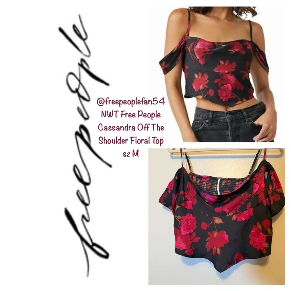 NWT Free People Cassandra Off The Shoulder Floral Top sz M